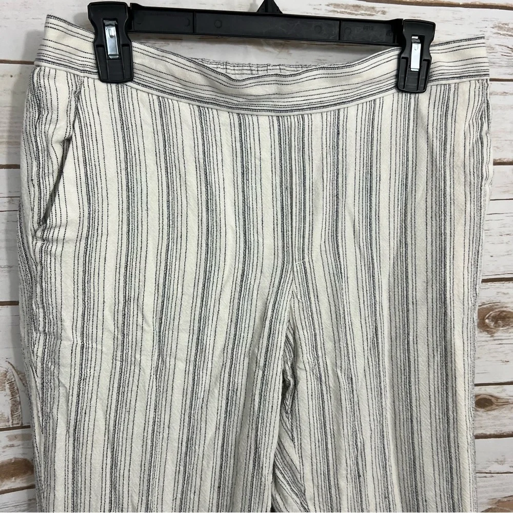 Banana Republic White Pull On Striped Linen Blend Straight Pants Hayden
